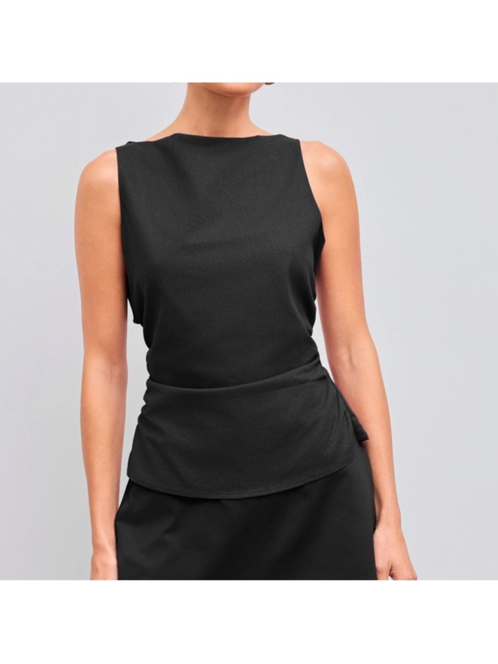 Cider Black Sleeveless Side-Tie Tank Top